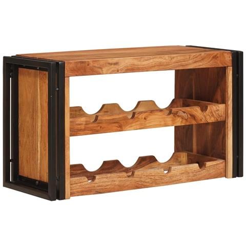 Portabottiglie 100 x 45 x 33 cm Legno di Acacia Massello - Foto 2