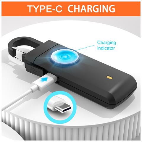 Allarme Di Sicurezza Personale Ricaricabile Da 130db Con Luce Led - Allarme Portachiavi Di Emergenza Anti-lupo Black - Foto 2