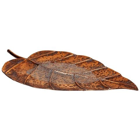 Foglia Decoro Metallo Dorato 77,5x41x5h - Foto 1