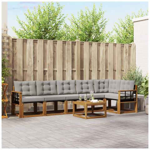 Set di divani da esterno 7 pcs Grigio Naturale e Chiaro - Foto 2