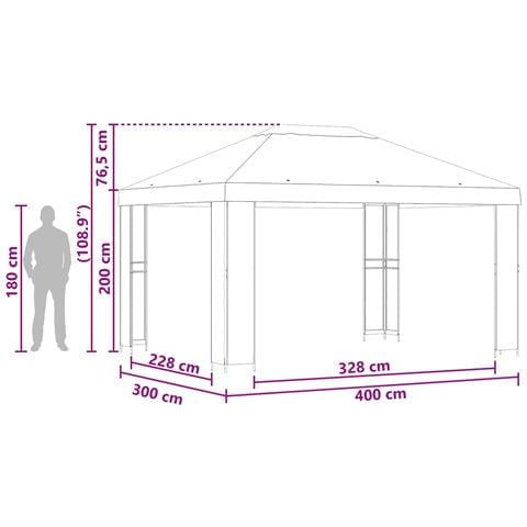 Gazebo 4 × 3 m Borgogna Poliestere e Acciaio 190 gsm - Foto 7