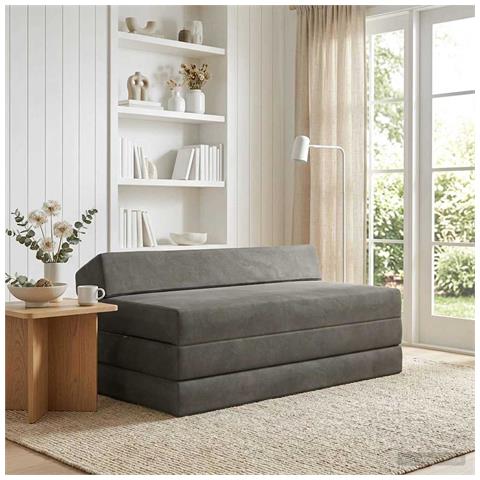 Divano Letto Pieghevole Grigio Chiaro 120 x 60 x 49 cm Tessuto - Foto 2