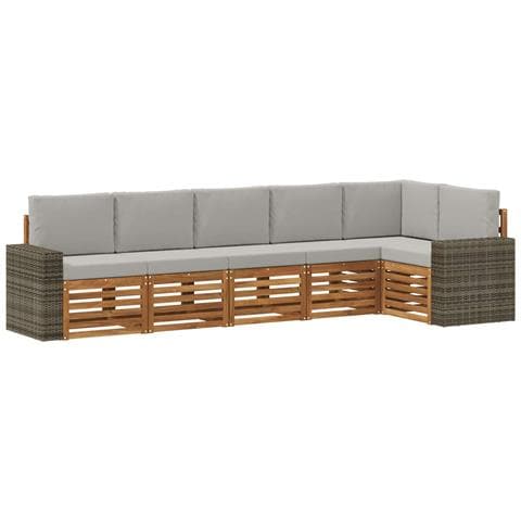 Set divano sezionale con cuscino 6 pcs Naturale e Grigio Chiaro - Foto 1