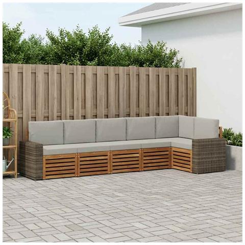 Set divano sezionale con cuscino 6 pcs Naturale e Grigio Chiaro - Foto 2