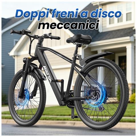 Bicicletta Elettrica GT300 26 Pollici E-bike 250W, Batteria 36V 10Ah 7 Velocità Autonomia 30-50km Nero - Foto 2