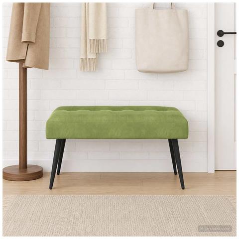 Panchina con bottoni imbottiti Verde chiaro 80 x 40 x 46 cm - Foto 2