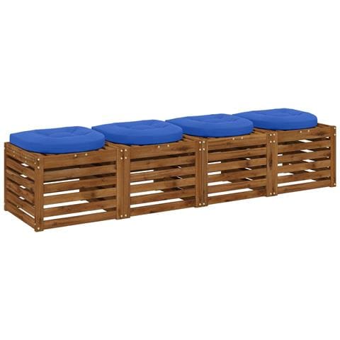 Cuscini per Sedia in 4 Pezzi 4 pz 100% Poliestere Blu Reale - Foto 2