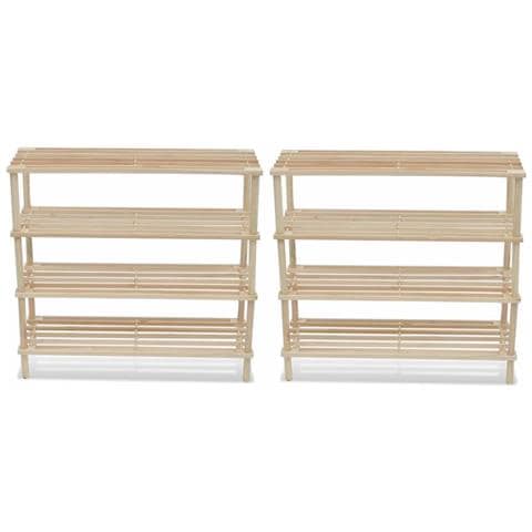 Scarpiere a 4 Livelli 2 pz in Legno Massello di Abete - Foto 1