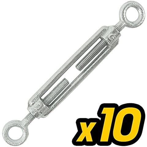 10 Pz - 14 Mm Tenditore Due Occhi Tenditori Tiranti Tirafilo Tendifilo Fune Cavo - Foto 1