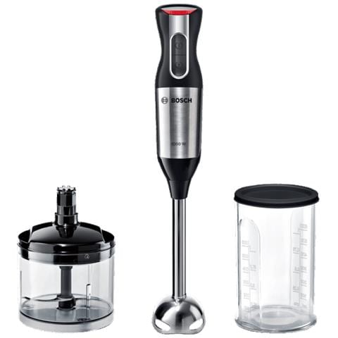 BOSCH Frullatore ad Immersione ErgoMixx Style MS6CM6120 con Recipiente da 0.6 L Potenza 1000 Watt Colore Argento Bianco