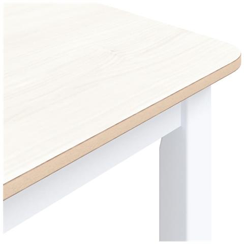 Tavolo Da Pranzo Bianco Marrone 114x71x75cm Massello Di Hevea - Foto 2