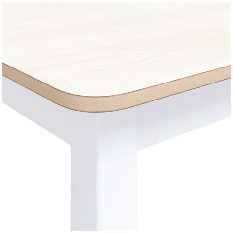 Tavolo Da Pranzo Bianco Marrone 114x71x75cm Massello Di Hevea - Foto 6