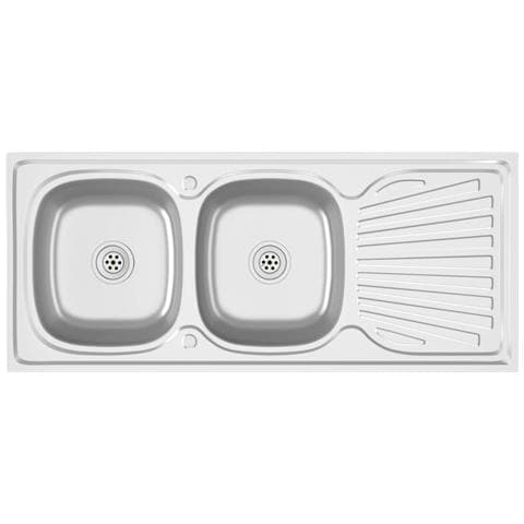 Lavello Cucina Doppia Vasca 1200x500x155mm Argento Acciaio Inox - Foto 1