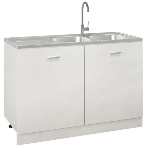 Lavello Cucina Doppia Vasca 1200x500x155mm Argento Acciaio Inox - Foto 10