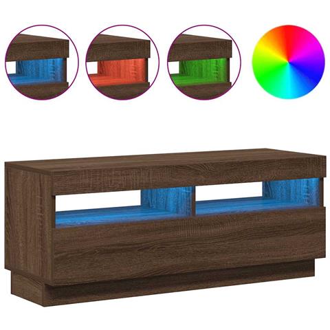 Mobile Porta TV con Luci LED Rovere Marrone 100x35x40 cm - Foto 10