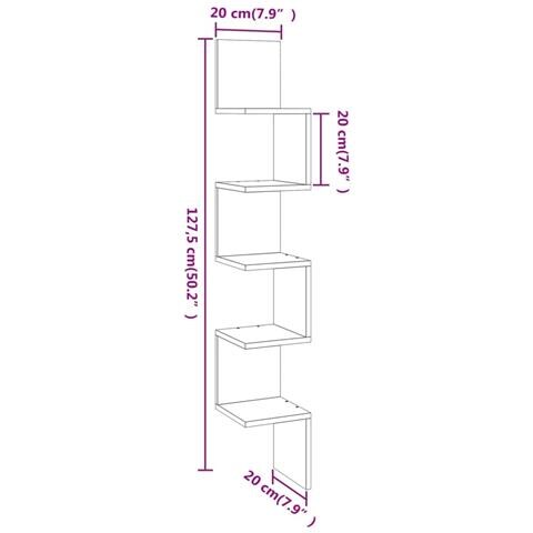 Mensola Angolare Grigio Sonoma 20x20x127,5 Cm Legno Multistrato - Foto 10