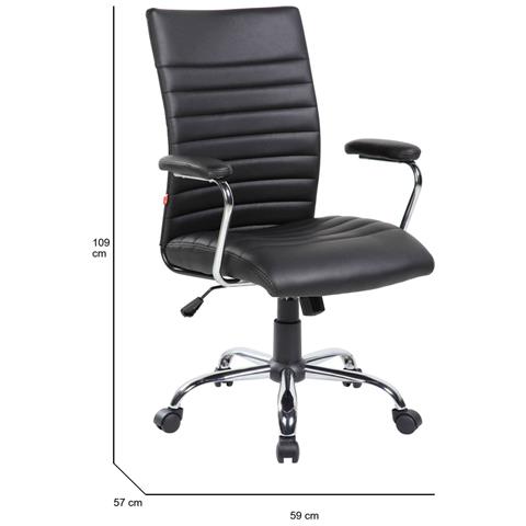 Sedia Con Ruote Gaspeite, Poltrona Direzionale Con Braccioli, Sedia Ergonomica Da Ufficio, 57x59h100/109 Cm, Nero - Foto 6