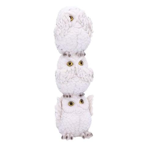 Totem Più Saggio Tre Gufi Bianchi Da Collezione 20 Cm - Foto 1