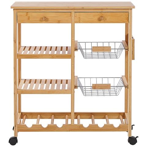 Carrello Portavivande Morino Legno Di Bambù Marrone Chiaro - Foto 2