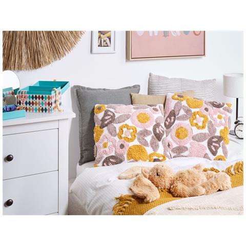 Set Di 2 Cuscini Kandiaro Cotone 45 X 45 Cm Multicolore Trama Floreale - Foto 1