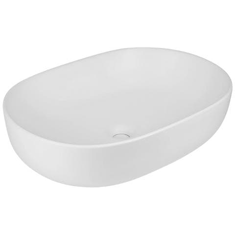 Lavabo Da Appoggio Ceramica Bianco Ovale Arredo Bagno Lavandino 60x40x15 Cm *** Finitura- : Opaco - Foto 1