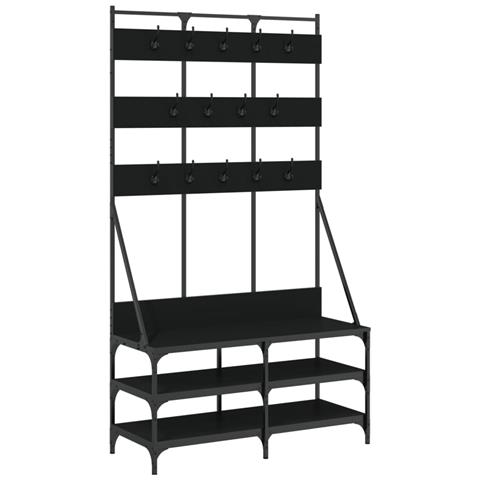 Appendiabiti Con Porta Scarpe Nero 100x40x184 Cm - Foto 2