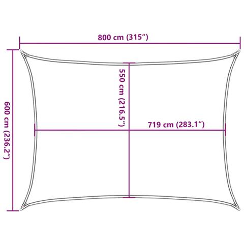 Vela Parasole 160 G /m Rettangolare Blu 6x8 M In Hdpe - Foto 2