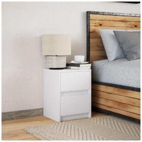 Comodino Con Luci Led Bianco In Legno Multistrato - Foto 2