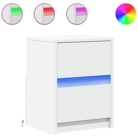 Comodino Con Luci Led Bianco In Legno Multistrato - Foto 1