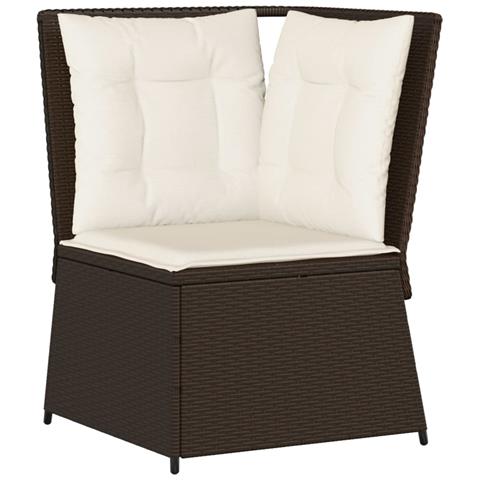 Divano Angolare Da Giardino Con Cuscini In Polyrattan Marrone - Foto 2