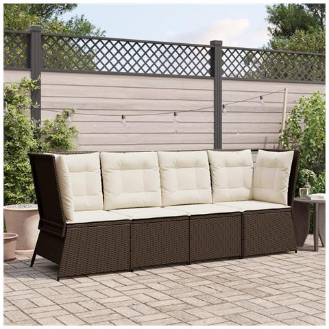 Divano Angolare Da Giardino Con Cuscini In Polyrattan Marrone - Foto 3