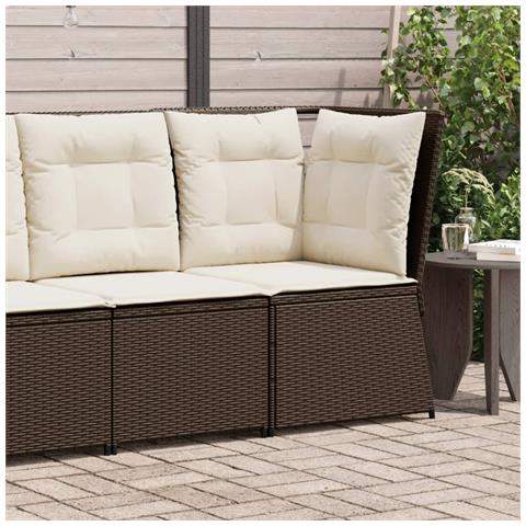 Divano Angolare Da Giardino Con Cuscini In Polyrattan Marrone - Foto 1