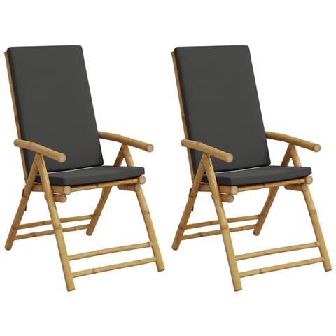 Sedie Da Giardino Pieghevoli Reclinabili 2 Pz Con Cuscini Bambù - Foto 2