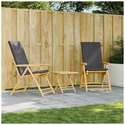 Sedie Da Giardino Pieghevoli Reclinabili 2 Pz Con Cuscini Bambù - Foto 1