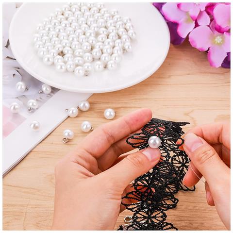 Bottoni Ovali Bianchi In Perla Con Base Dorata (50 Pezzi) Xl - Foto 2