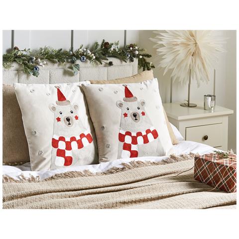 Set Di 2 Cuscini Jellies Velluto 45 X 45 Cm Bianco Sporco - Foto 1