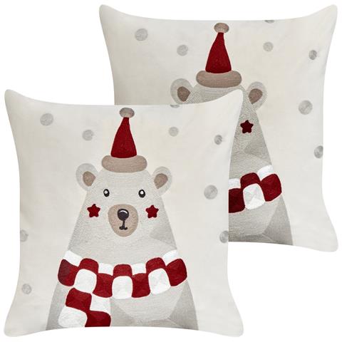 Set Di 2 Cuscini Jellies Velluto 45 X 45 Cm Bianco Sporco - Foto 2