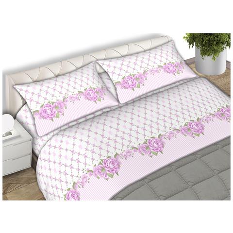 Completo Lenzuola Matrimoniale 100% Cotone Made Italy Disegno Classic Cn Matrimoniale Rosa - Foto 1