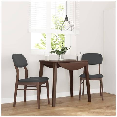 Sedie da Pranzo con Cuscini 2pz Marrone Legno Massello di Hevea - Foto 2