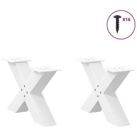 Gambe Tavolino Da Caffè A X 2 Pz Bianco 60x(30-31)cm In Acciaio - Foto 3