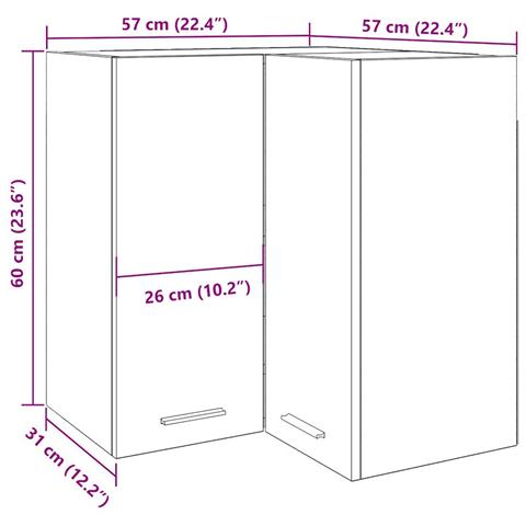 Mobile Pensile Angolo “Lyon” Legno Vecchio 57x57x60 - Foto 10