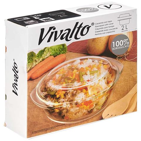 Casseruola In Borosilicato 2000ml 26x23,2x10,5 Cm. Colore Trasparente - Foto 2
