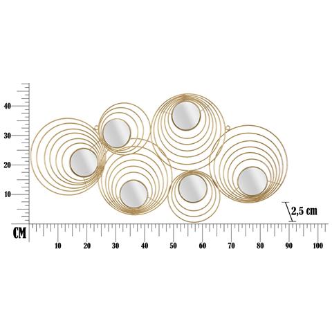 Decorazione In Metallo 3d Cerchi 2 - Oro - Metallo - 90x2,5x45 Cm - Foto 6