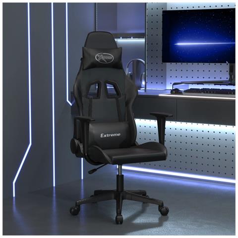 Lusso Casadino -  Sedia Da Gaming Massaggiante Nera In Similpelle - Foto 2