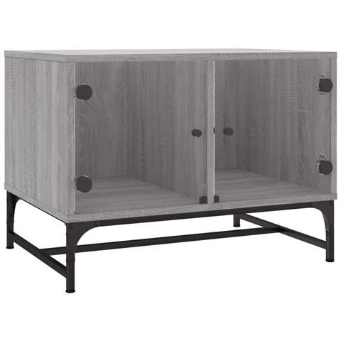 Lusso Casadino -  Tavolino Salotto Con Ante In Vetro Grigio Sonoma 68,5x50x50 Cm - Foto 1