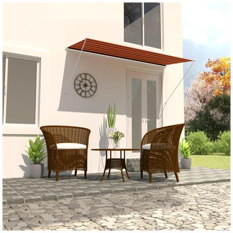Tenda Da Sole Retrattile 300x150 Cm Arancione E Marrone - Foto 7