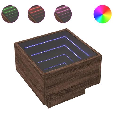 Lusso Casadino -  Comodino Con Led Infinity Rovere Marrone 40x40x30 Cm - Foto 1
