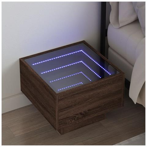 Lusso Casadino -  Comodino Con Led Infinity Rovere Marrone 40x40x30 Cm - Foto 8