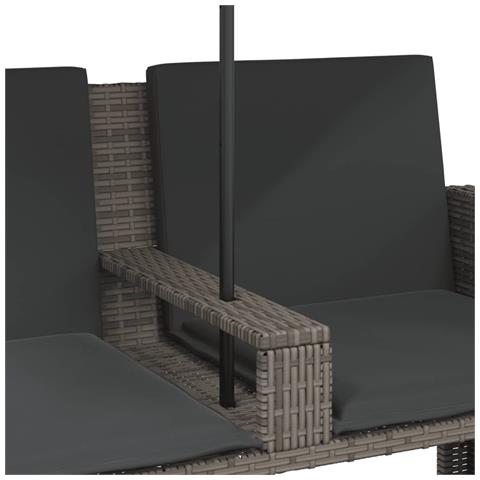 Divano Giardino 2Posti Ombrellone e Sgabelli Grigio Polyrattan - Foto 9