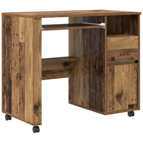 Scrivania Marrone Legno Vecchio Truciolare, Metallo Standard - Foto 1